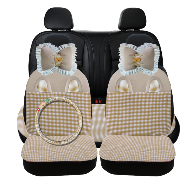 Pure Cotton Cartoon Car Breathable One-piece Linen Fabric Seat Cushion 12