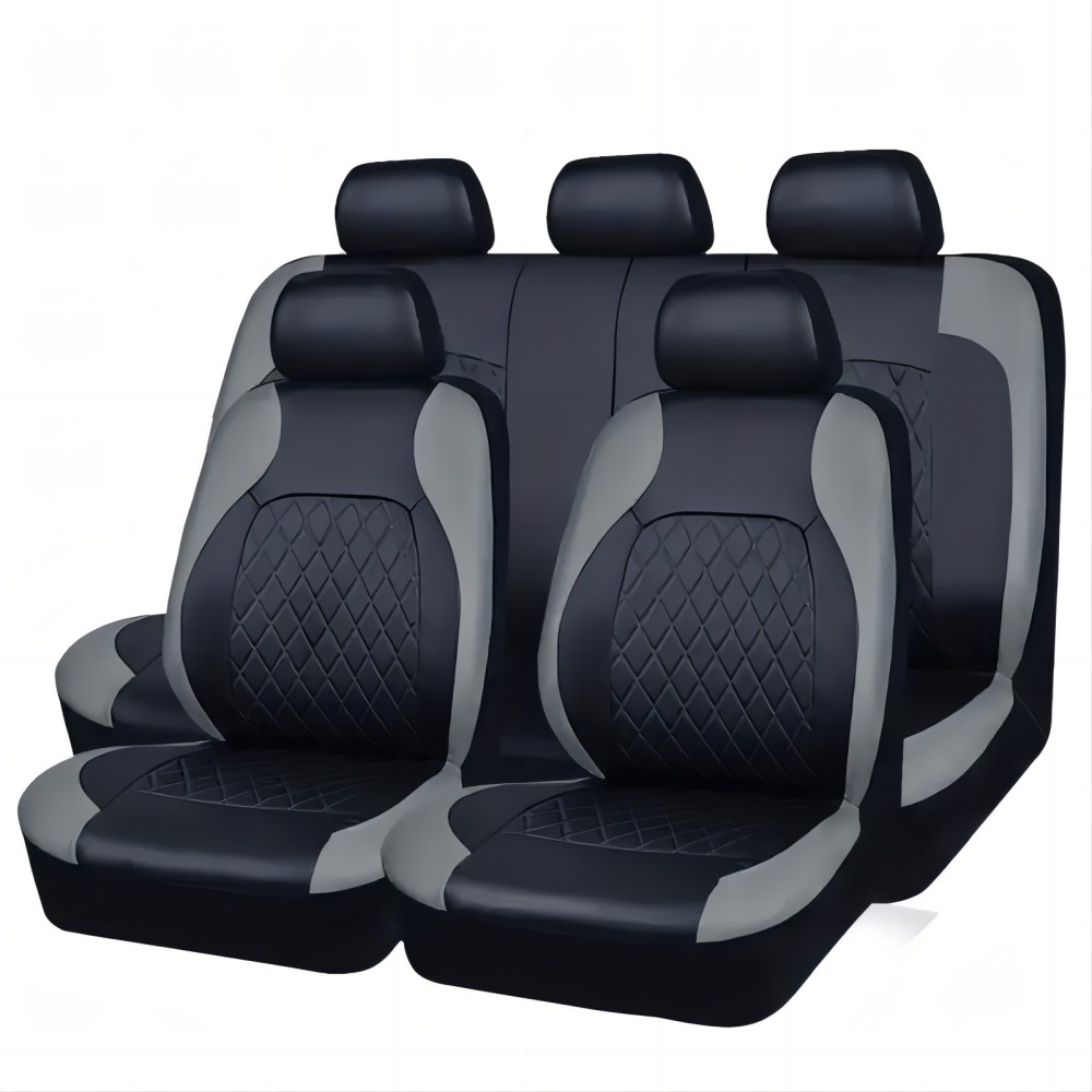 5-Seat Car Seat Cover, Single-Stitch Diamond Pattern, Quilted And Embroidered, Synthetic Leather, PVC Leather, Exported To Europe And America 10