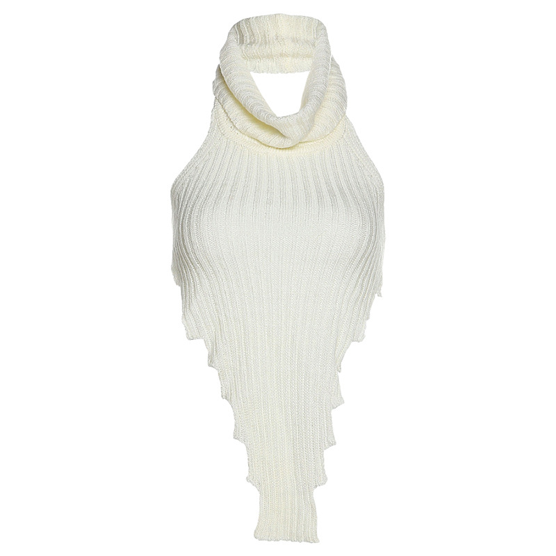 Women's Solid Color Turtleneck Knit Tank Top 7