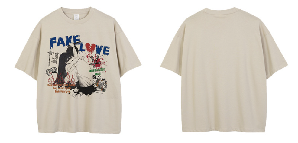 Trendy Comic Print Loose Fit Men's Short Sleeves 9