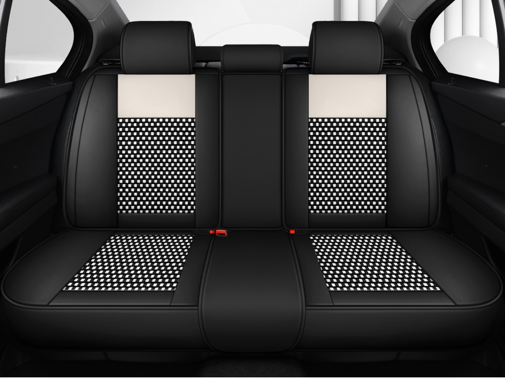 Light Luxury Nordic Style Classic Black White Checkered Plaid Car Seat Covers Full 5-Seat Set Breathable Soft Universal Auto Seat Cushion Protector For Vehicles 12