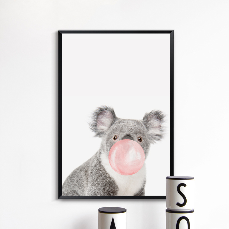 Nordic simplicity Cute koala zebra fawn canvas painting Home decoration frameless painting core Foreign trade explosion 4