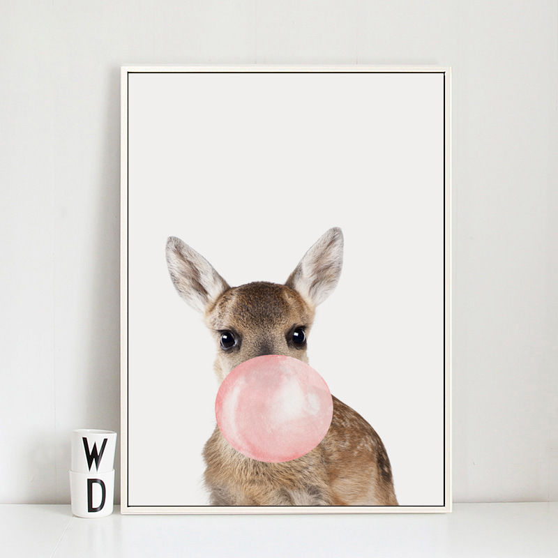 Nordic simplicity Cute koala zebra fawn canvas painting Home decoration frameless painting core Foreign trade explosion 2