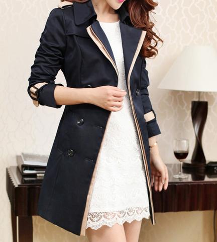 Long Double-Breasted Windbreaker Jacket