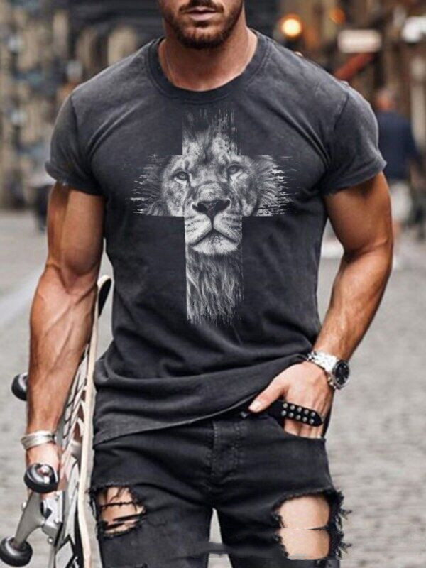 Casual Men's European and American Digital-Print Top
