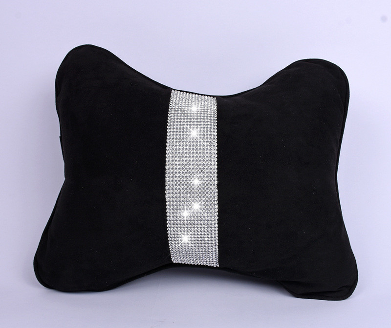 Diamond-Studded Car HeadresNeck Pillow Waist Support Car Interior With Drill Headrest Waist Support Car Supplies Deerskin Velvet Rhinestones 3
