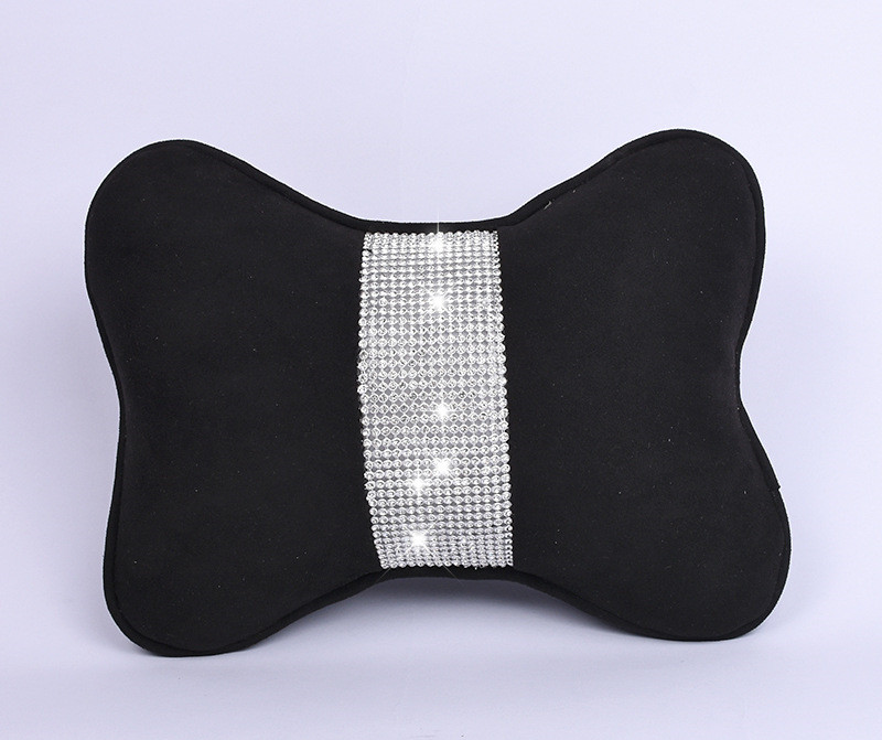 Diamond-Studded Car HeadresNeck Pillow Waist Support Car Interior With Drill Headrest Waist Support Car Supplies Deerskin Velvet Rhinestones 4