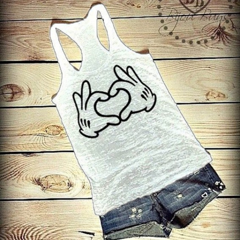 Cute Love Printed Sleeveless T-Shirt 4