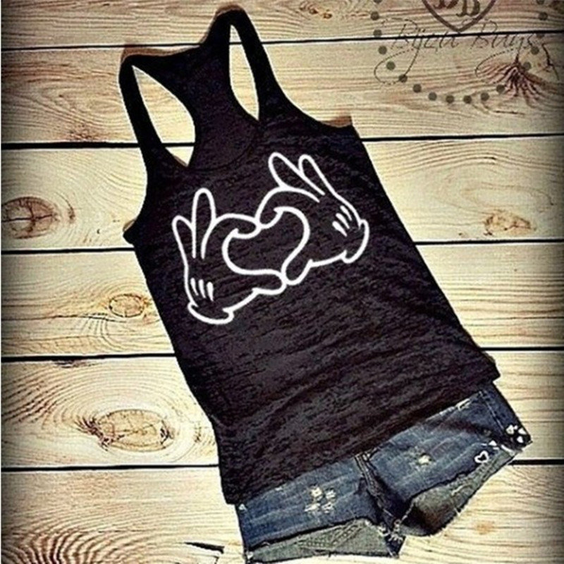 Cute Love Printed Sleeveless T-Shirt 5
