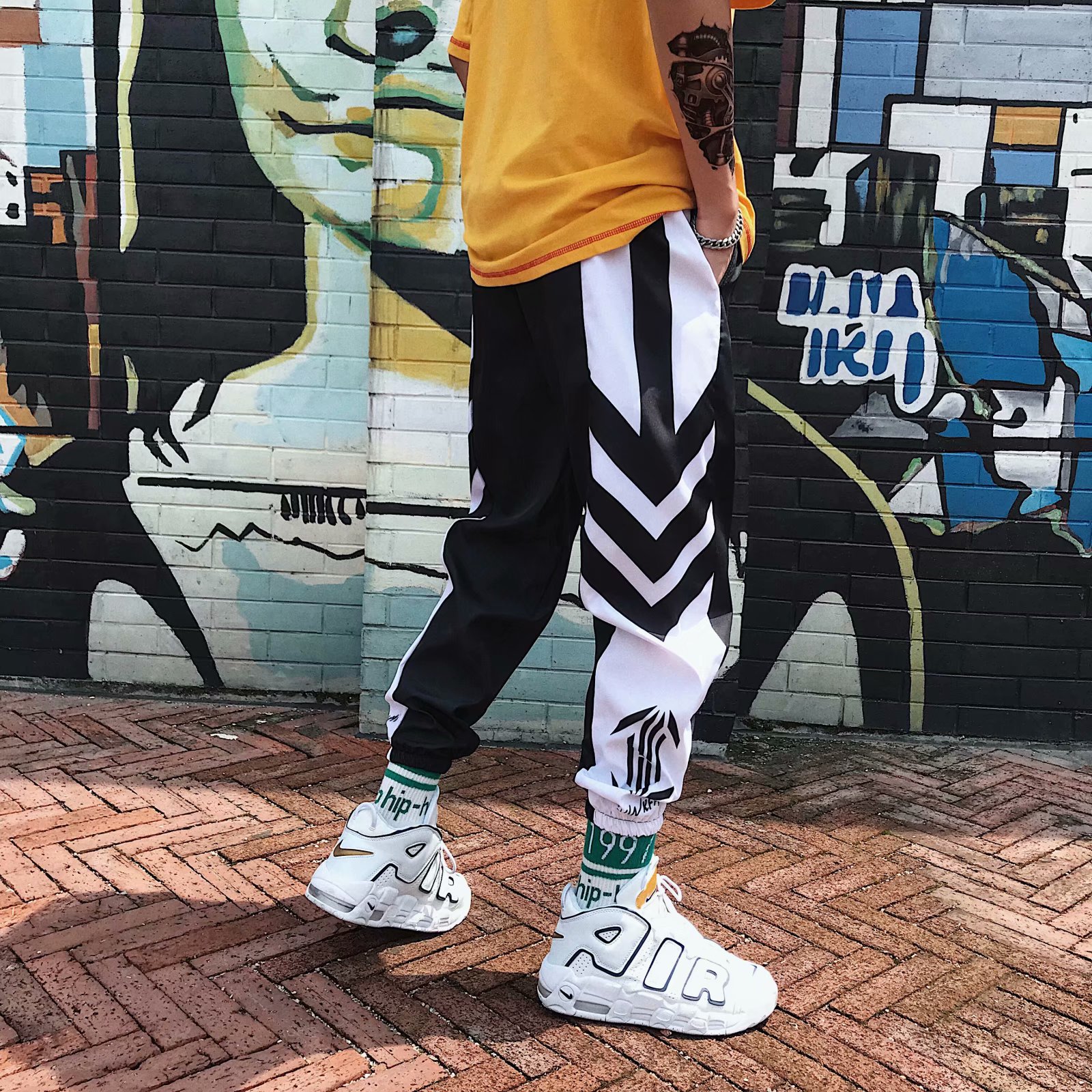 Korean Style Loose Fit Color Block Pants 5