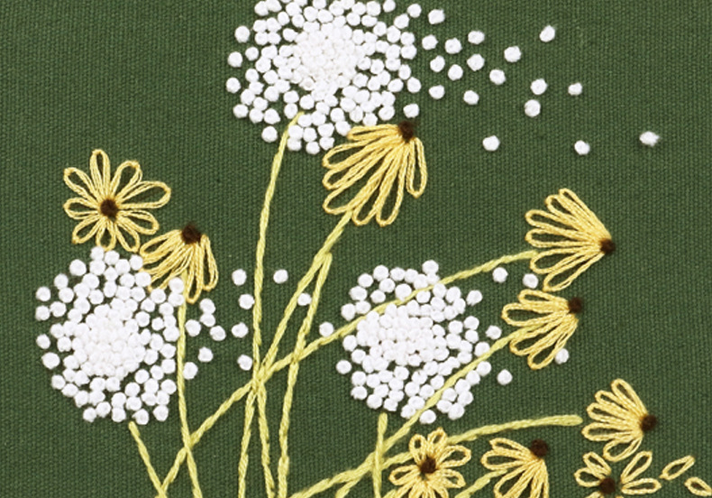 Green Floral Handmade Diy Embroidery Material Package Floral Cotton 8