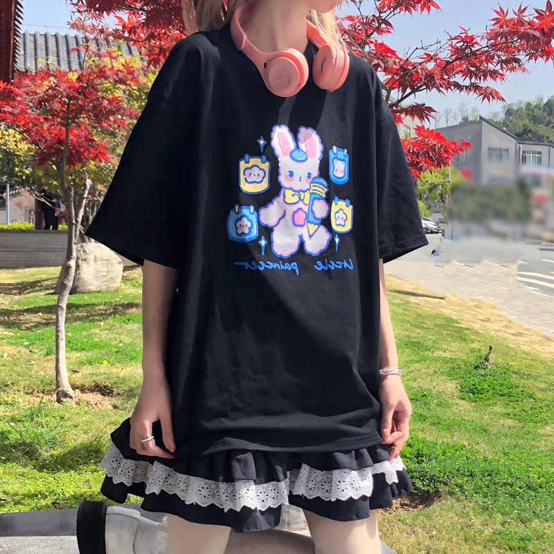 Japanese Claw Machine Print White T-Shirt for Women 3