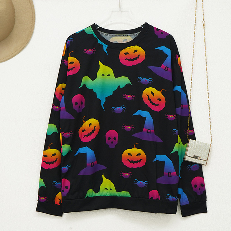 Women's Halloween Pumpkin Print Sweatshirt