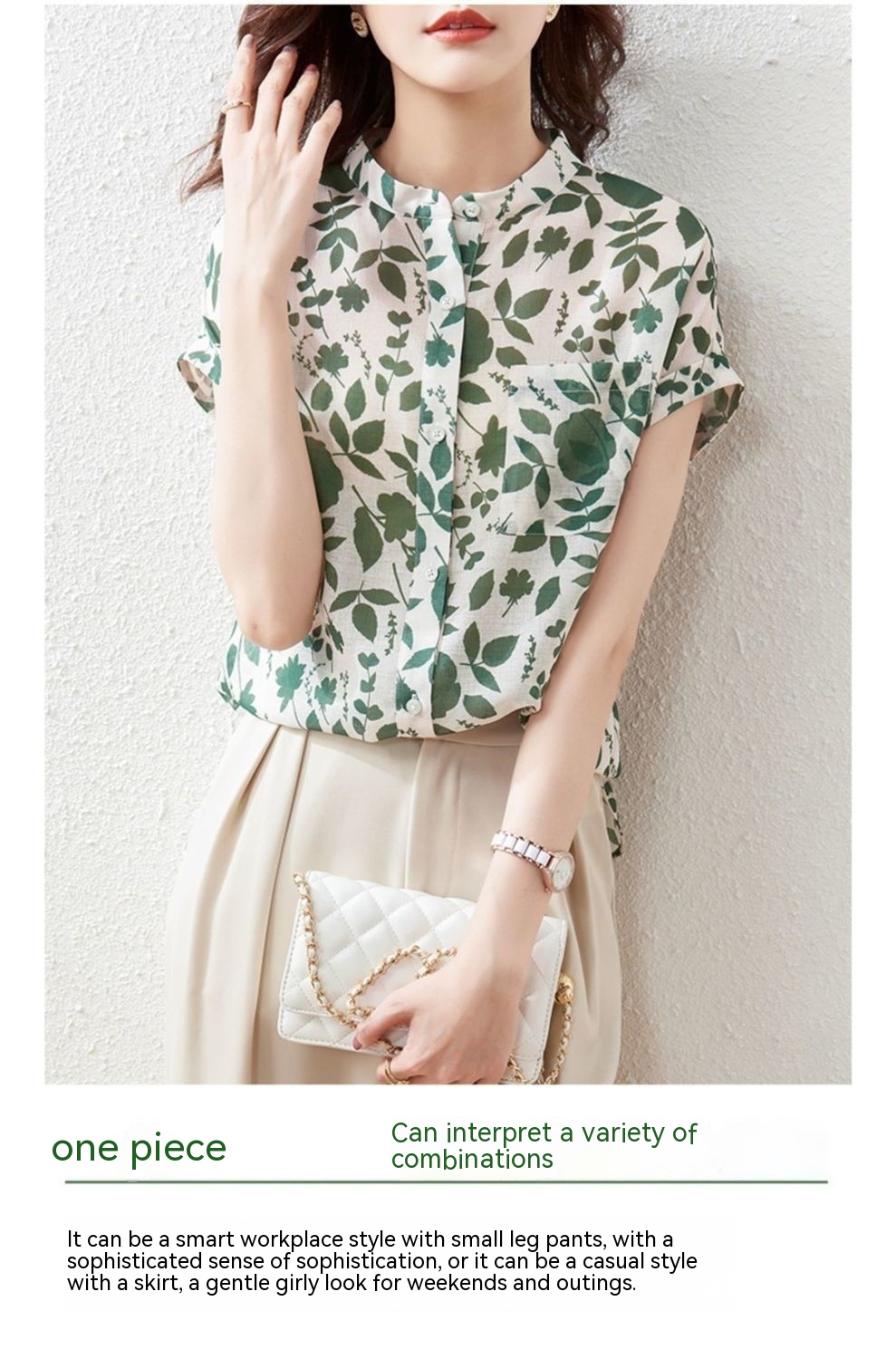 Floral Chiffon Short-Sleeve Shirt 10