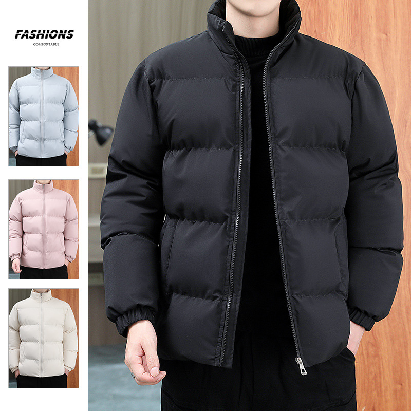 Warm Fleece-Lined Winter Stand-Collar Coat