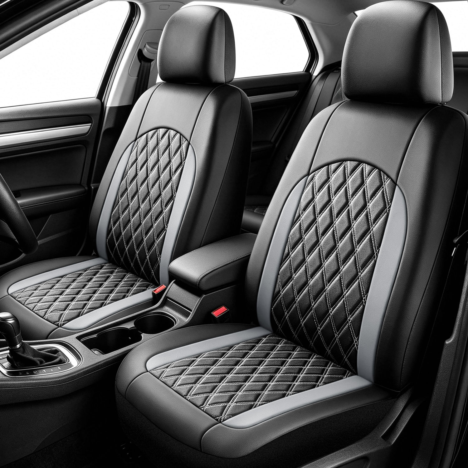 5-Seat Car Seat Cover, Single-Stitch Diamond Pattern, Quilted And Embroidered, Synthetic Leather, PVC Leather, Exported To Europe And America 6