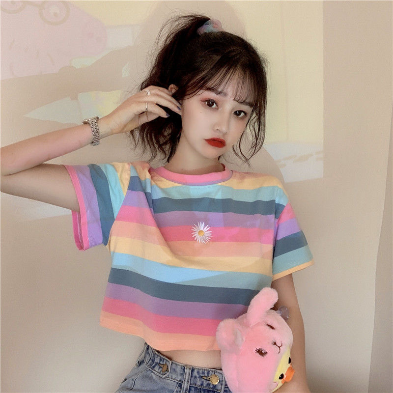 Colorful Striped Short Sleeve Top 4