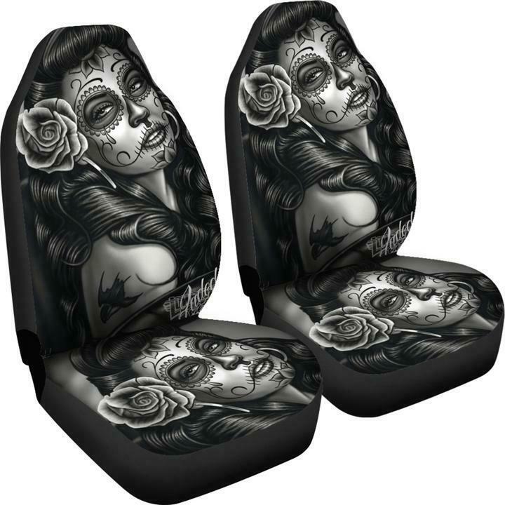 Black And White Tattooed Woman High Back Print Car Seat Cover 5