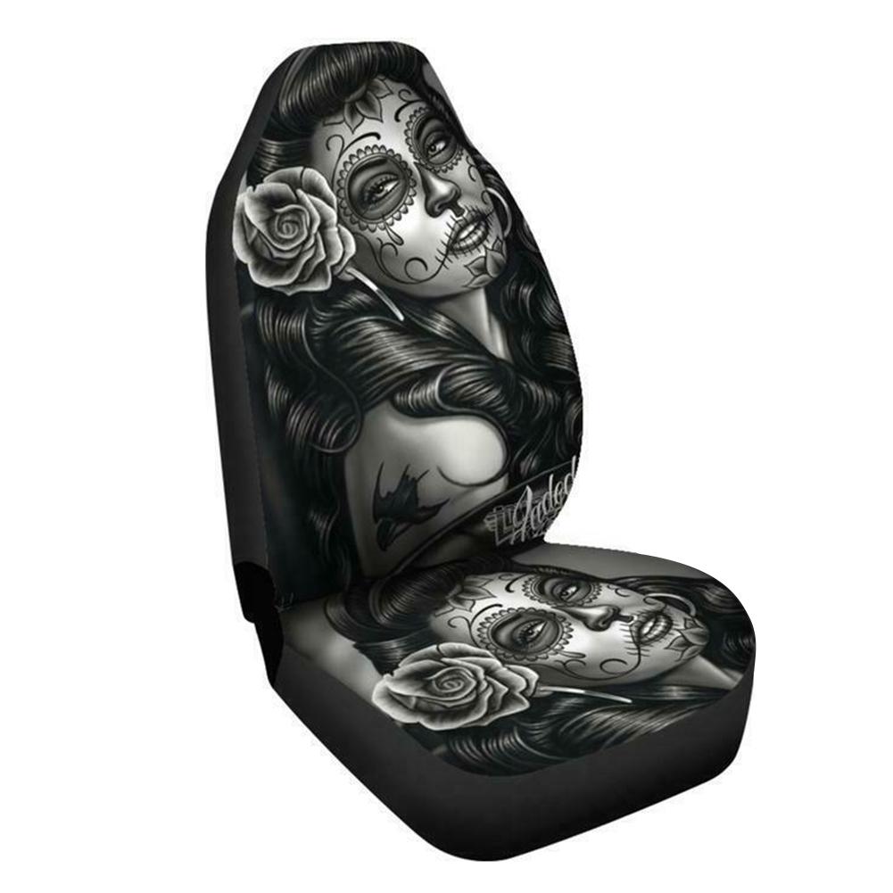 Black And White Tattooed Woman High Back Print Car Seat Cover 2