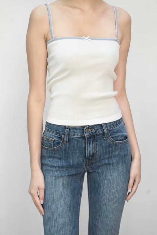 Lace Bow Square Neck Tank Top 2