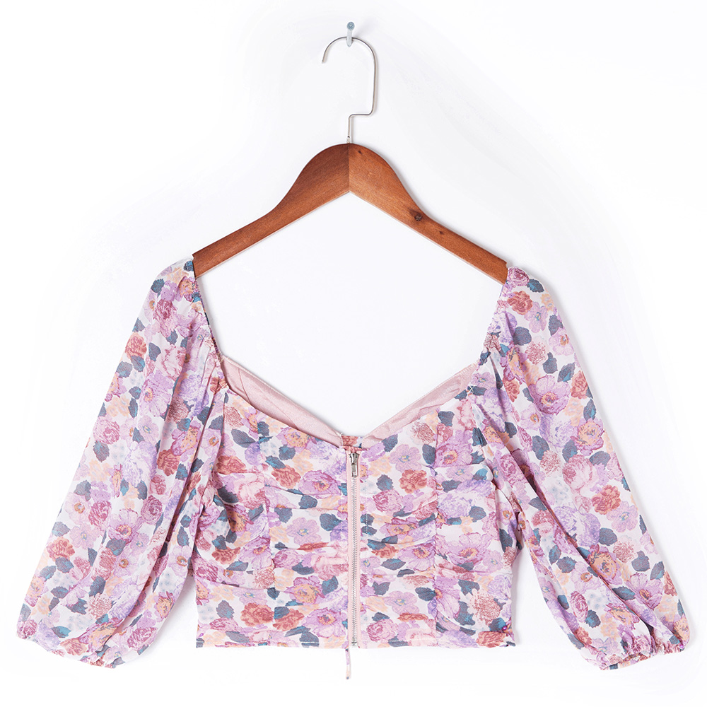 Ladies Square Neck Pleated Cropped Top 6