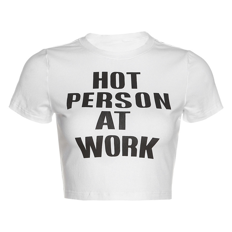 Women's Retro Alphabet Print Short T-Shirt 5