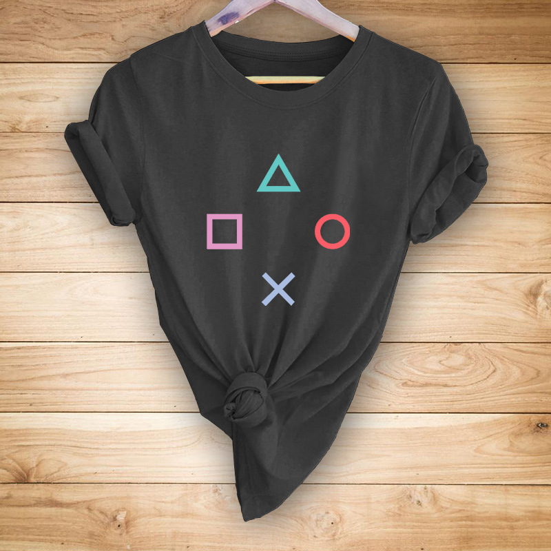 Geometric Symbol Print Casual Short Sleeve T-Shirt 5
