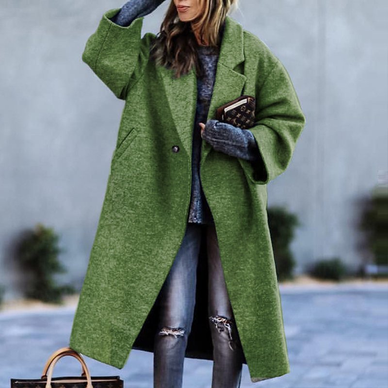 Women's Long-Sleeved Woolen Overcoat