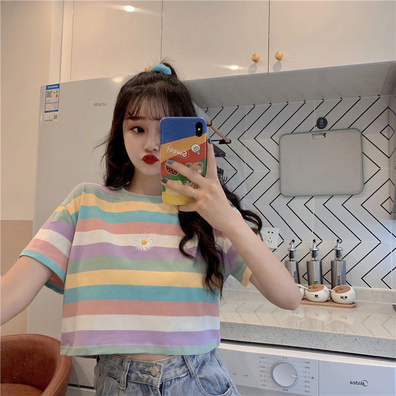 Colorful Striped Short Sleeve Top 3