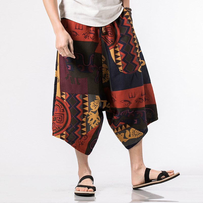 Plus Size Harem Shorts in Chinese Ethnic Style 2