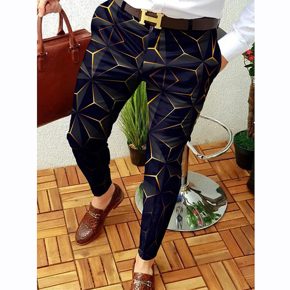 Casual Abstract Contrast Micro-Stretch Trousers 9
