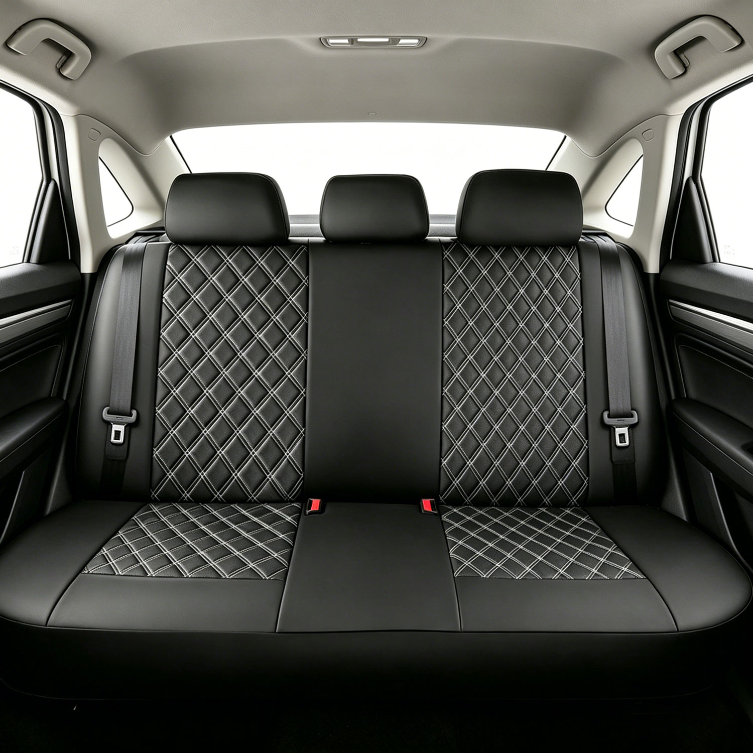 5-Seat Car Seat Cover, Single-Stitch Diamond Pattern, Quilted And Embroidered, Synthetic Leather, PVC Leather, Exported To Europe And America 4