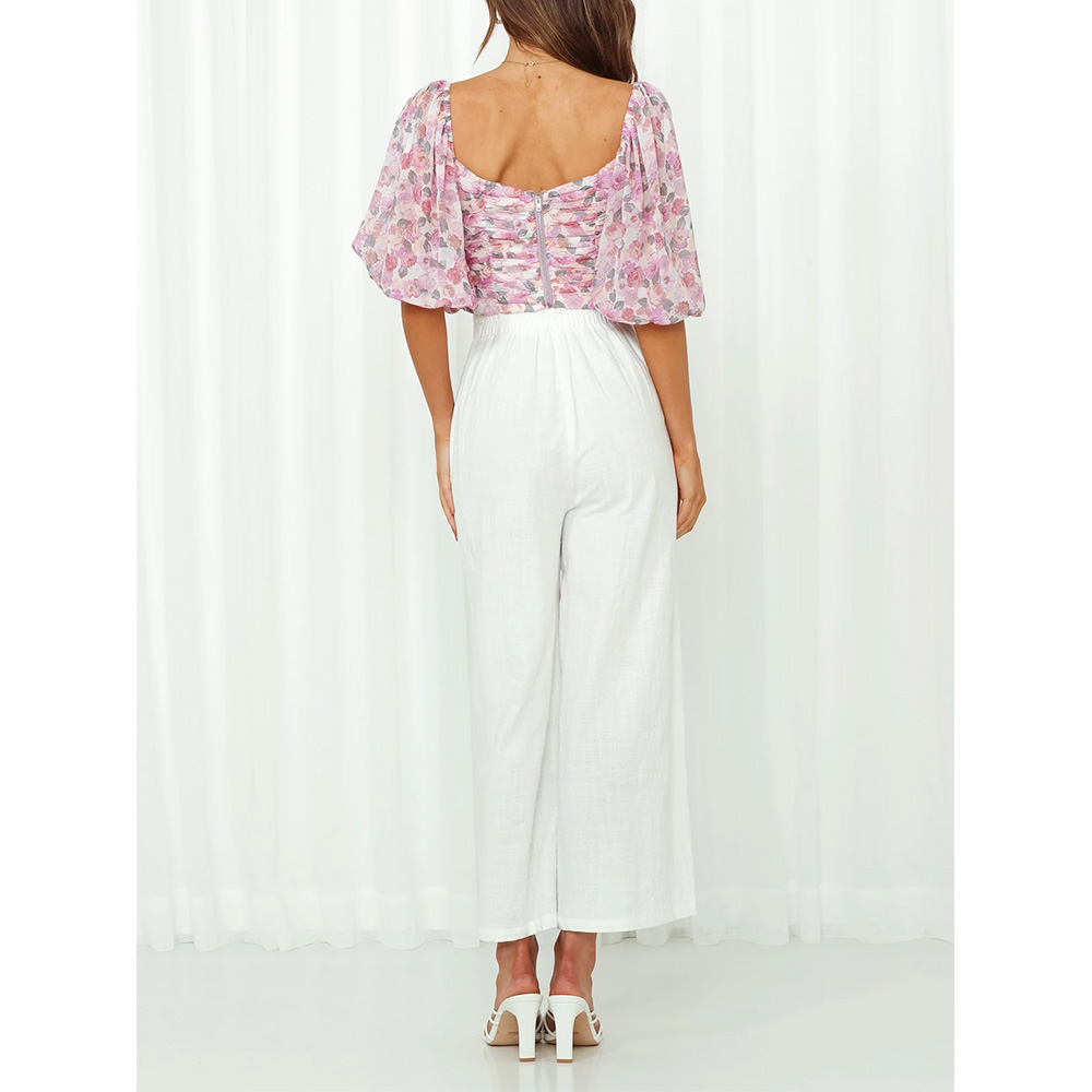 Ladies Square Neck Pleated Cropped Top 5