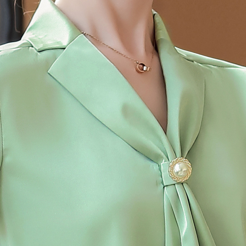 Goddess Fan V Neck Silk Blouse 3