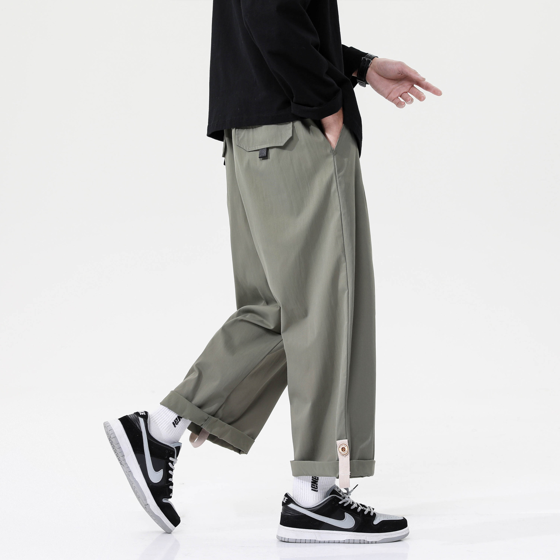 Solid Color Versatile Drape Trousers 2