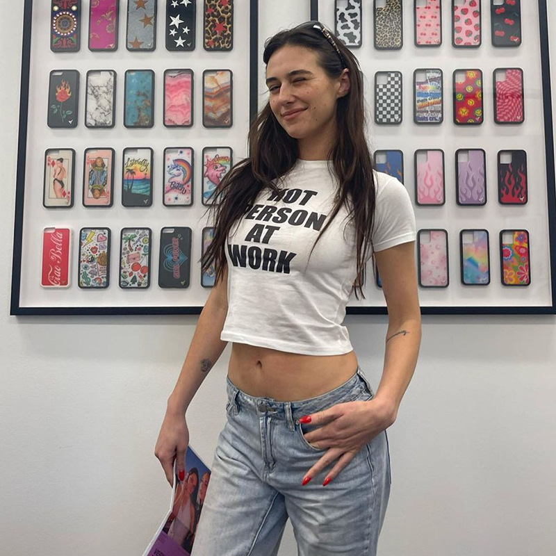 Women's Retro Alphabet Print Short T-Shirt 3