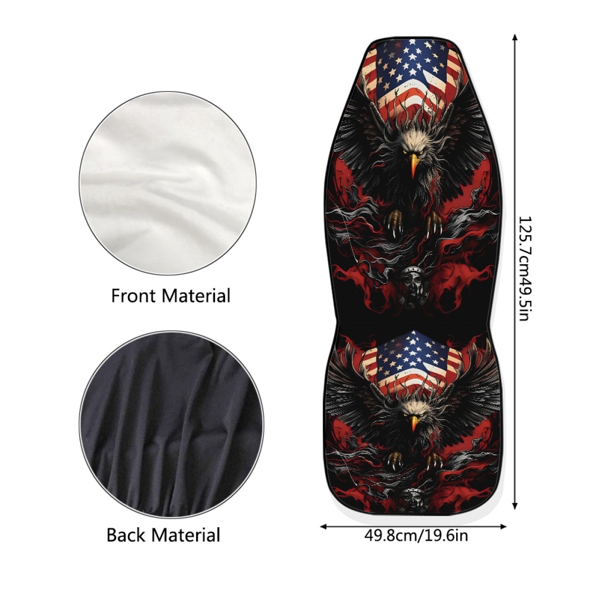 2 Front Car Seat Covers, Digitally Printed With An Eagle Pattern, Thin, Suitable For All Seasons, Fashionable Car Seat Covers 2