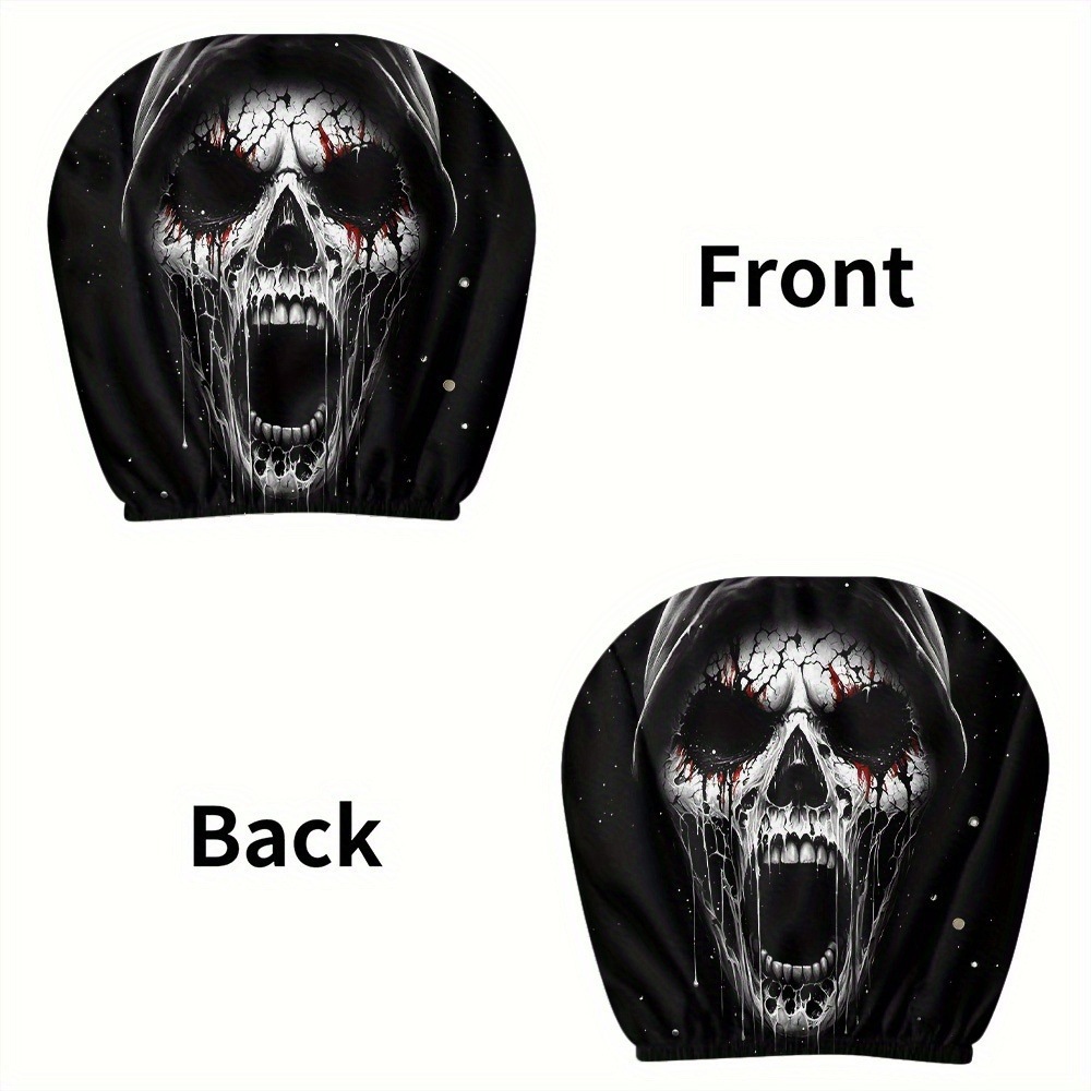 Car Headrest Cover 2 Pack Scary Face Pattern Seat Protector Halloween Decor 5