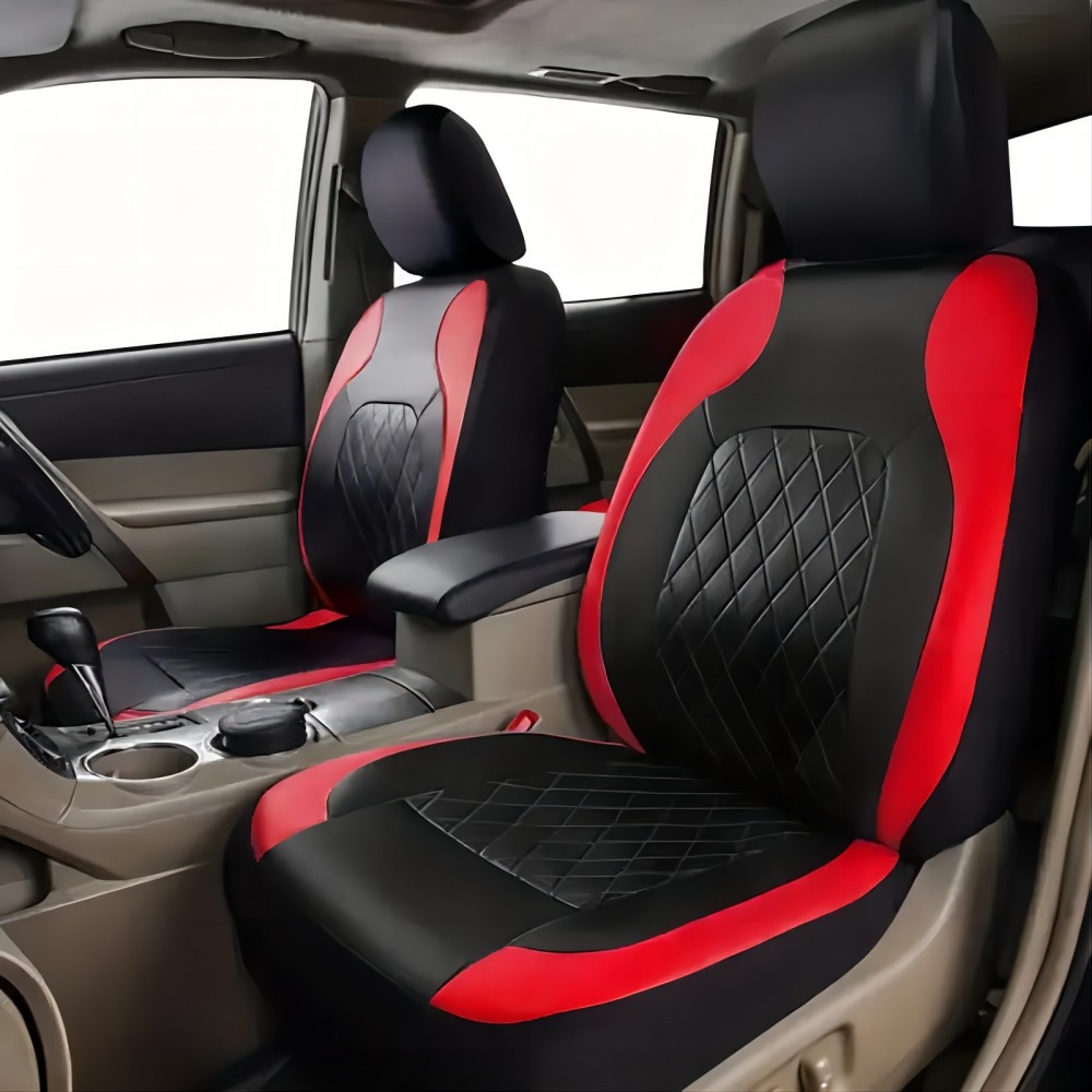 5-Seat Car Seat Cover, Single-Stitch Diamond Pattern, Quilted And Embroidered, Synthetic Leather, PVC Leather, Exported To Europe And America 6