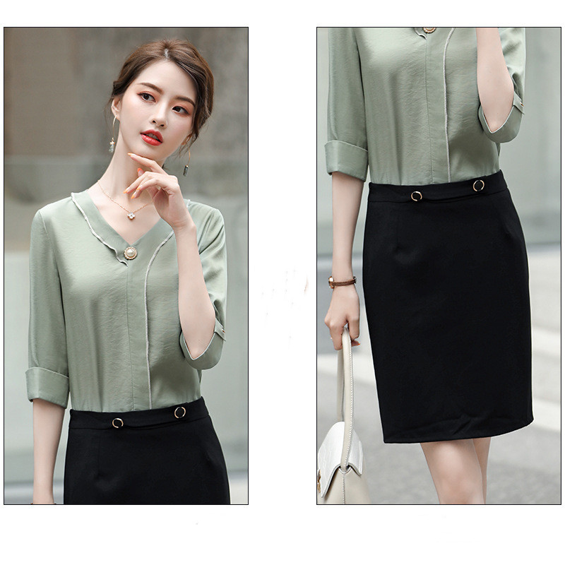 Women's Long Sleeve Solid Color Shirt - Butter Green 5