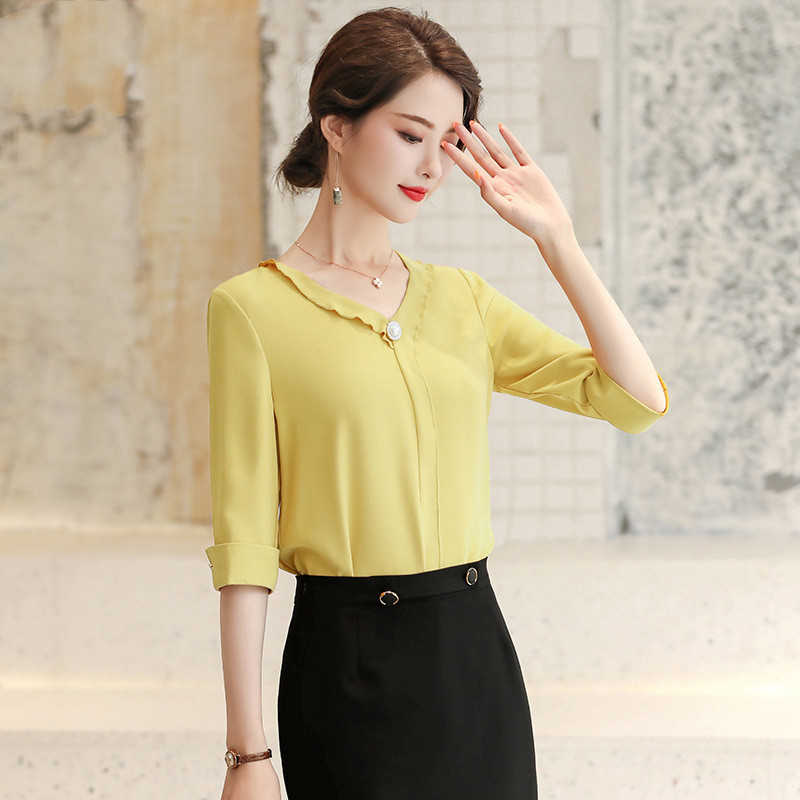Women's Long Sleeve Solid Color Shirt - Butter Green 3