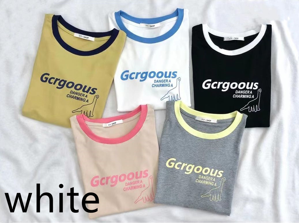 Cute Dinosaur Print Color Matching T-Shirt 5