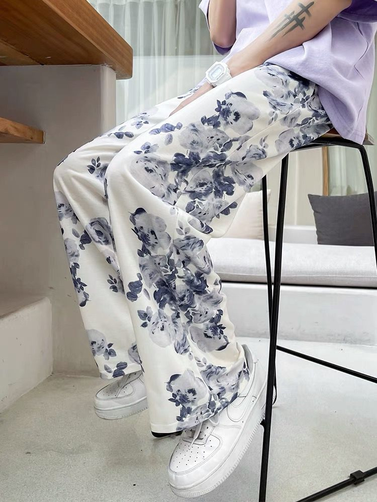 Floral Tie-Dyed Wide-Leg Pants 6
