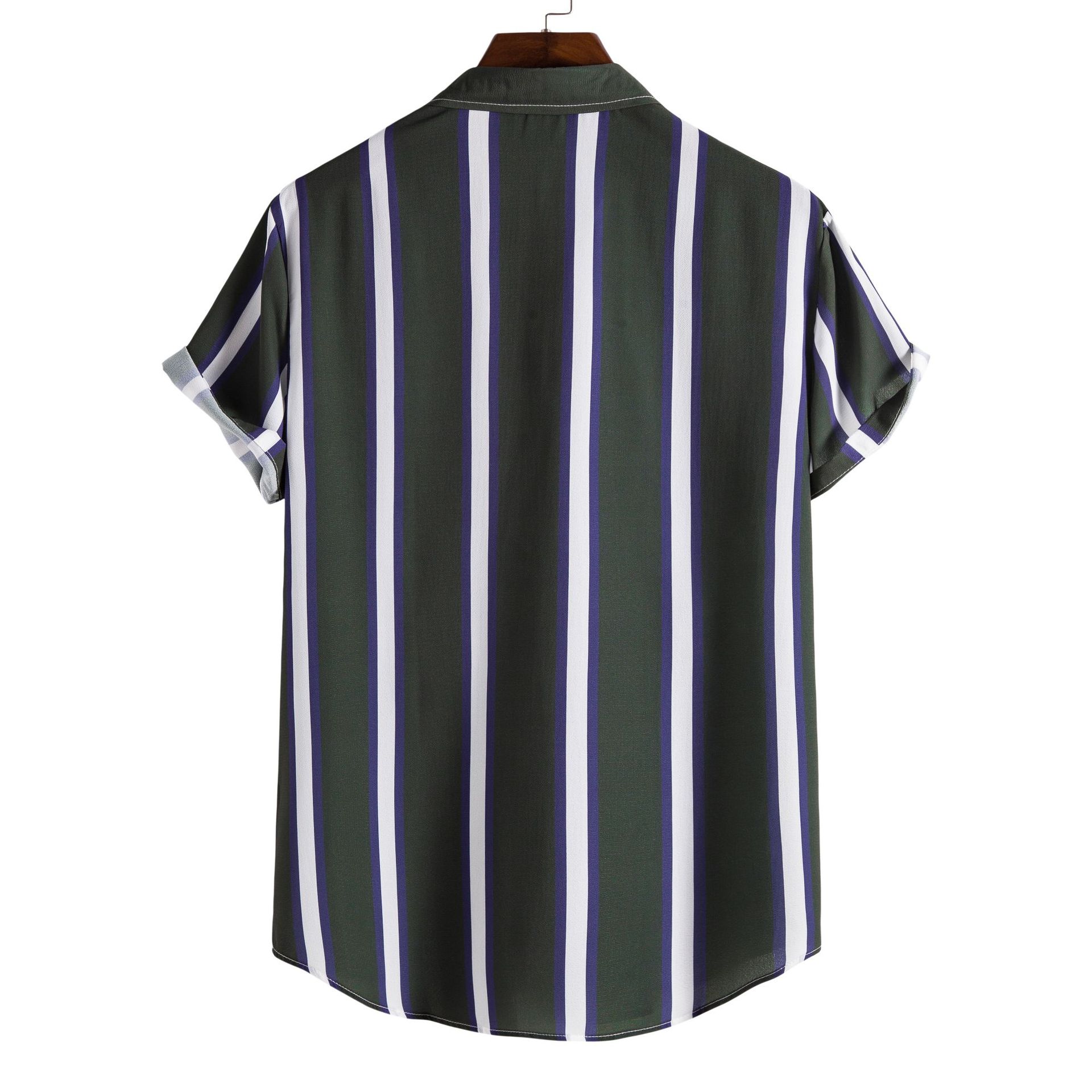 Men's Casual Striped Short Sleeve Shirt 11