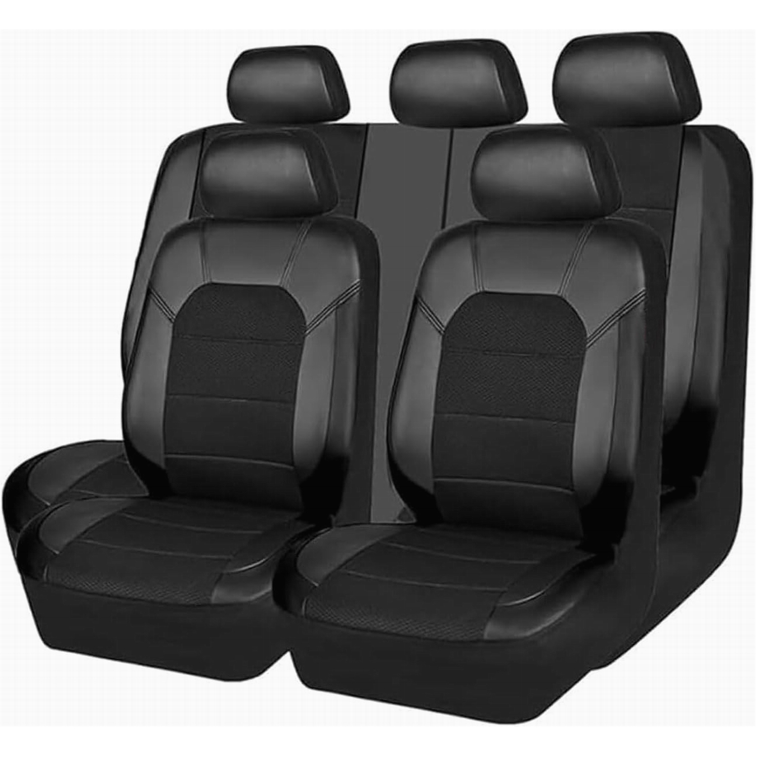 5-Seat Car Seat Cover, Single-Stitch Diamond Pattern, Quilted And Embroidered, Synthetic Leather, PVC Leather, Exported To Europe And America 5