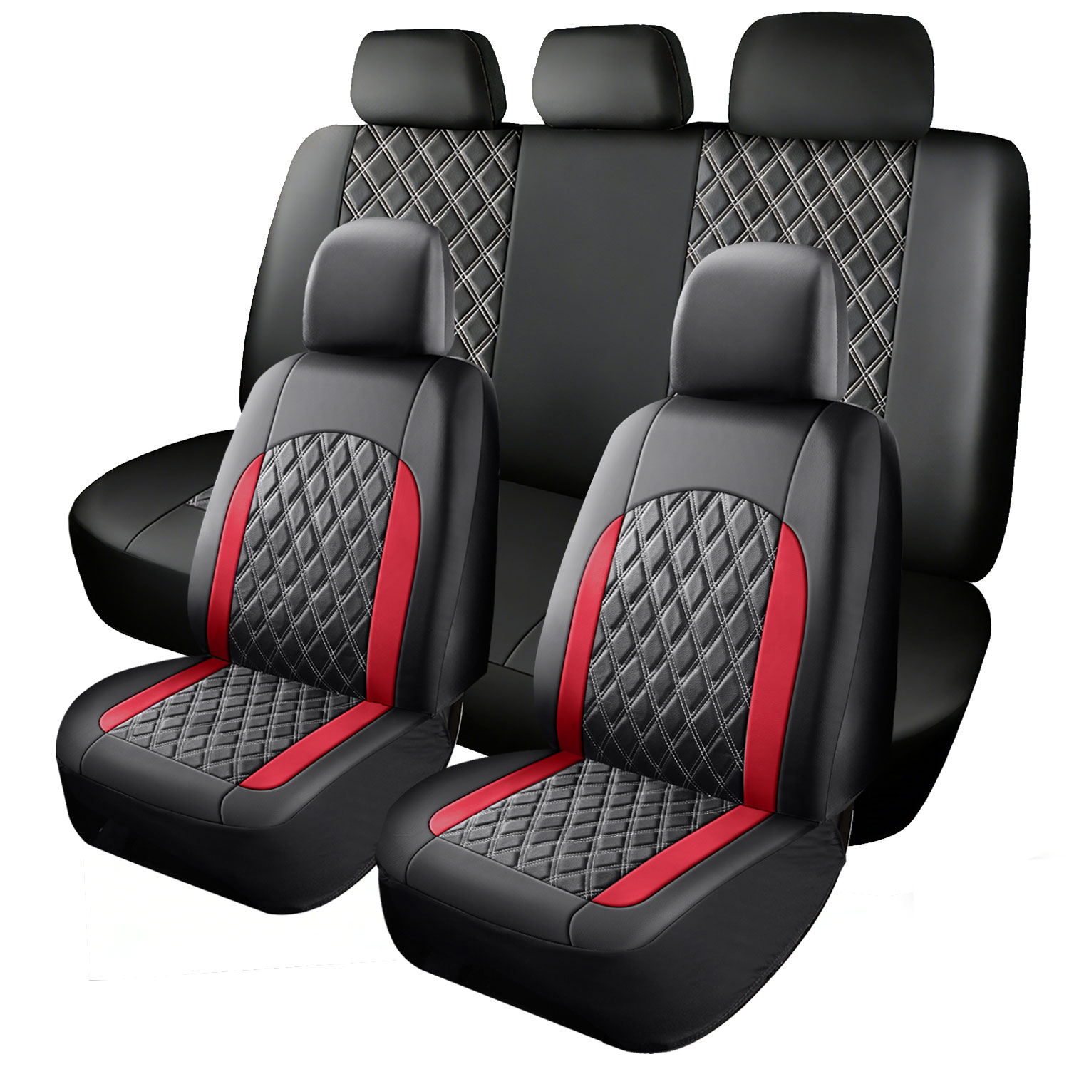5-Seat Car Seat Cover, Single-Stitch Diamond Pattern, Quilted And Embroidered, Synthetic Leather, PVC Leather, Exported To Europe And America 7