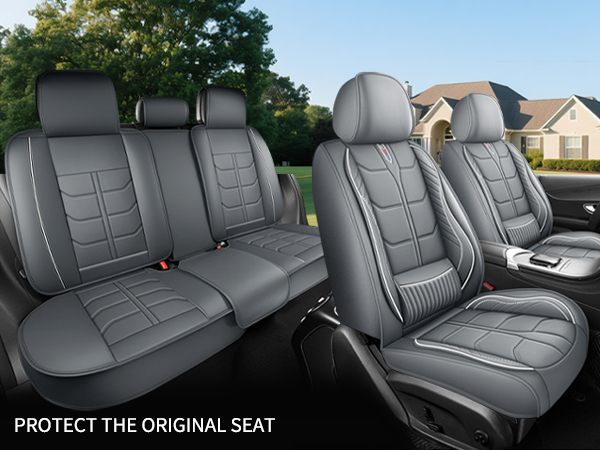 Ergonomic Lumbar Support Full Leather Car Seat Covers Full Set 5 Seats Comfort Auto Seat Cushion 8