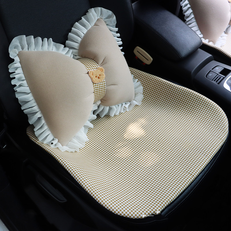 Pure Cotton Cartoon Car Breathable One-piece Linen Fabric Seat Cushion 3