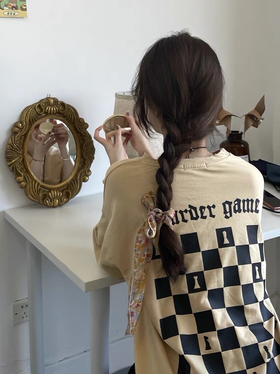 Retro Checkerboard Oversized T-Shirt for Women 2