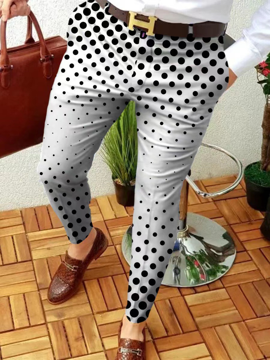 Casual Abstract Contrast Micro-Stretch Trousers 11